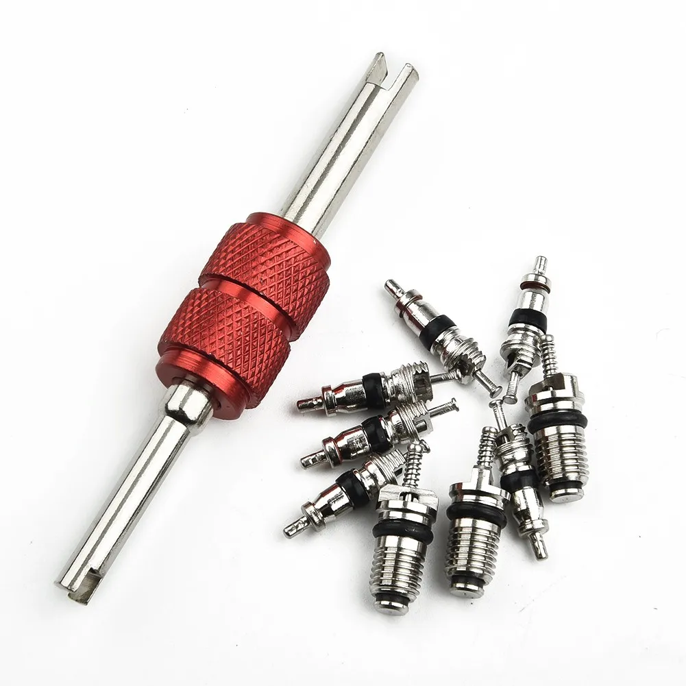 10Pcs Car Air Conditioner Valve Core With Wrench Removal Installation Tool Vehicle  A/C Air Conditioning System Remover Repair