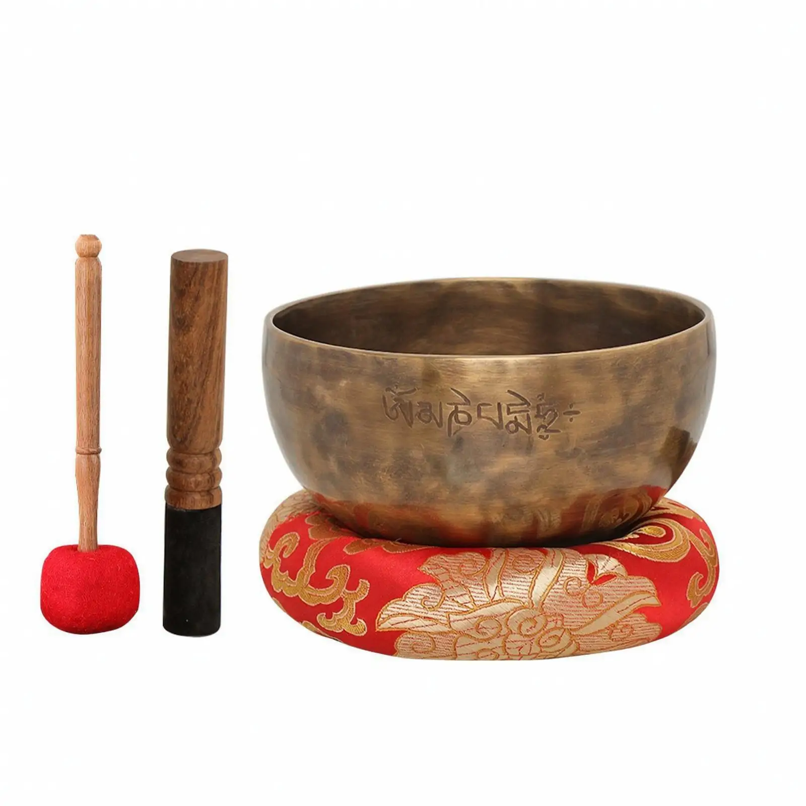 Copper Meditation Bowl with Mallet Engraved Script Decoration, Traditional Handartisanal finish, Hammered Copper Bowl with