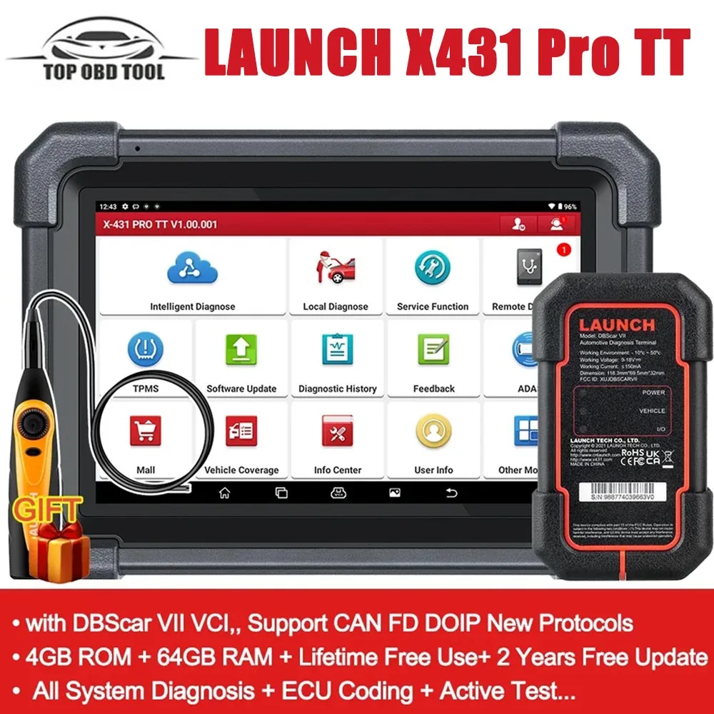 

2024 New-LAUNCH X431 PRO V5.0/TT Car Diagnostic Tools with DBScar VII VCI CAN FD Auto OBD2 Scanner 36+ Reset Coding PK X-431 V