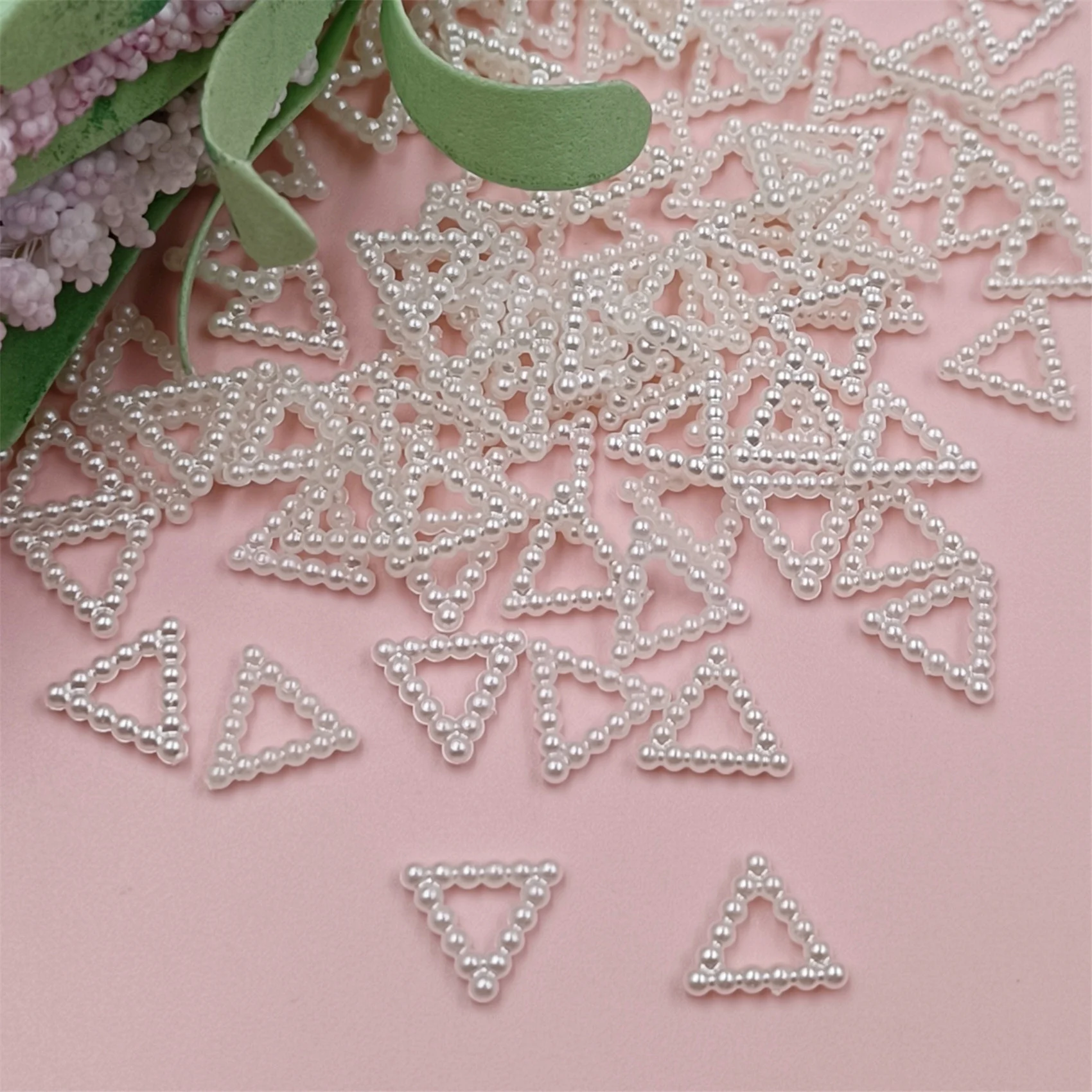 40pcs/pack ABS Hollow Pearl White Color Loose Beads Imitation Pearl Charms DIY Nail Sticker Hair Jewelry Making Crafts