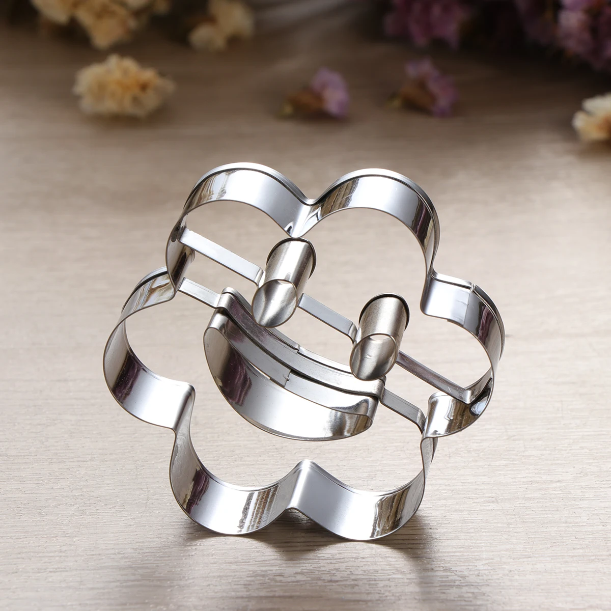 

4pcs Stainless Steel Cutters Set Silver 4Cm Baking Mold Vegetable Fruit Home Kitchen Tool Cookie Baking Accessory Vegetable