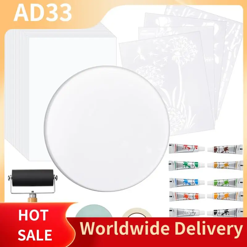 

【A28I 7-дюймовый комплект пластин для гелевой печати, полный набор для монопокраски с Brayer, акриловая краска для начинающих смешанных мультимедийных художественных работ