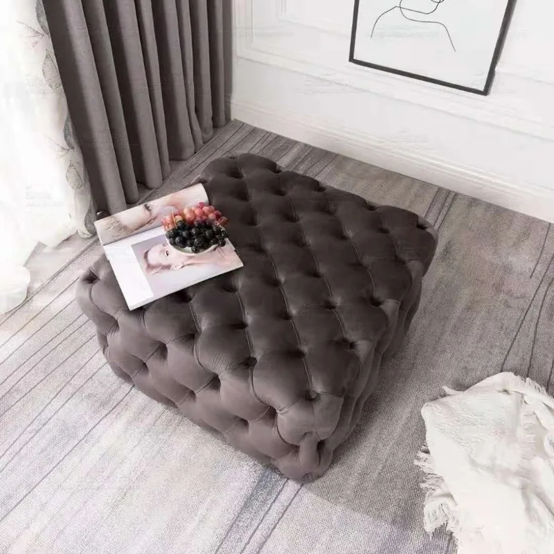 Luxury Pedal Stool Modern Living Room Square Stools Simple Entrance Hall Change Shoes Ottomans Sofa Side Decoration Ottomans