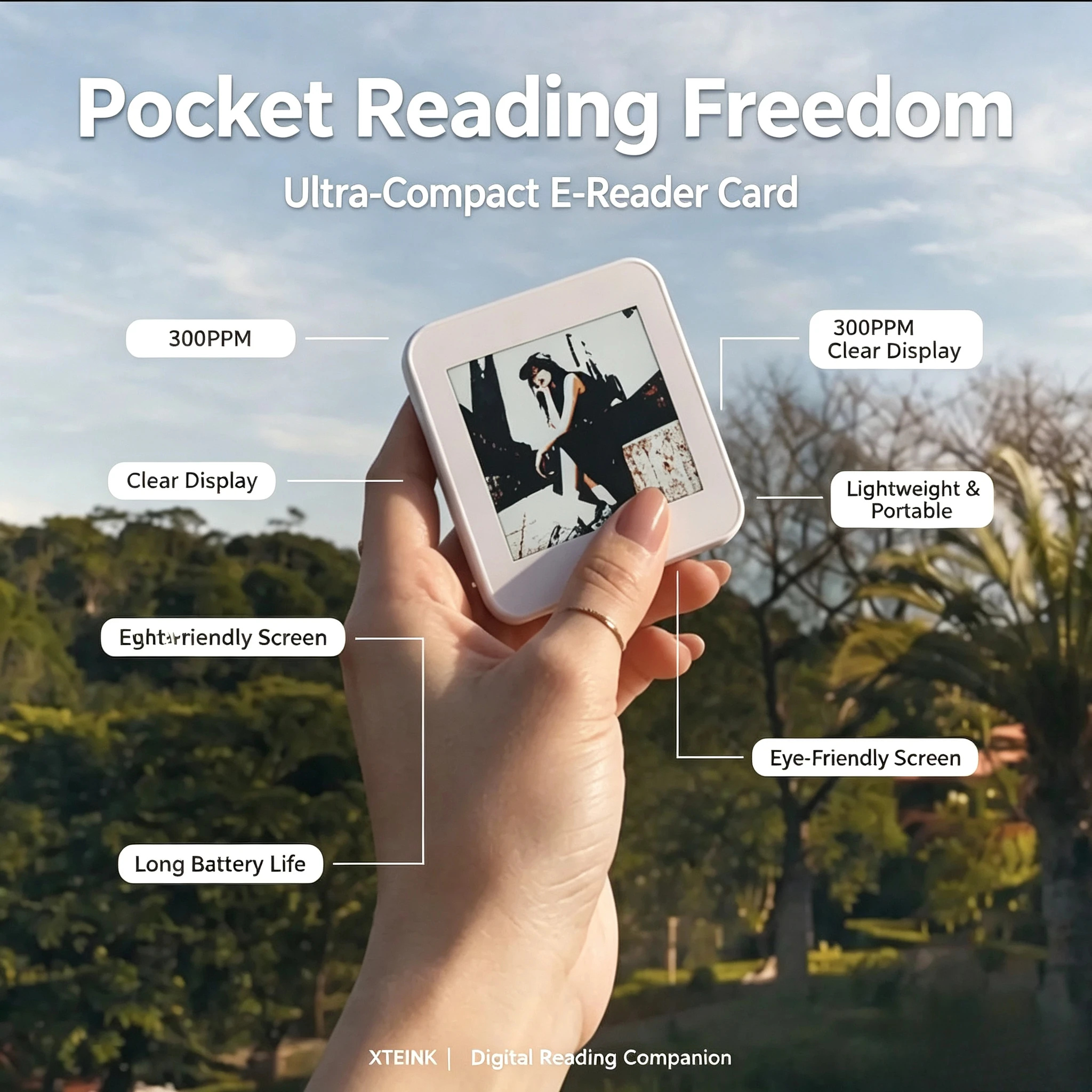 XTEINK Tong Card Portable Magnetic Passive NFC E-Ink Display Battery-Free Digital Smart Card Customisable Screen Image Update