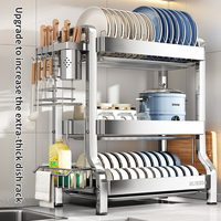 Stainless Steel Dish Drying Rack 3-tier Cutlery Dryer Large Drainer for Kitchen Counter Drainboard Set Spice Holder Organiser