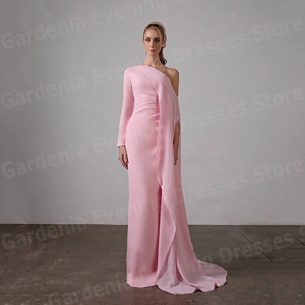 

Аравийские простые женские вечерние платья русалки на одно плечо, платья для выпускного вечера по индивидуальному заказу, Vestidos De Fiesta, халат De Soirée с длинными рукавами