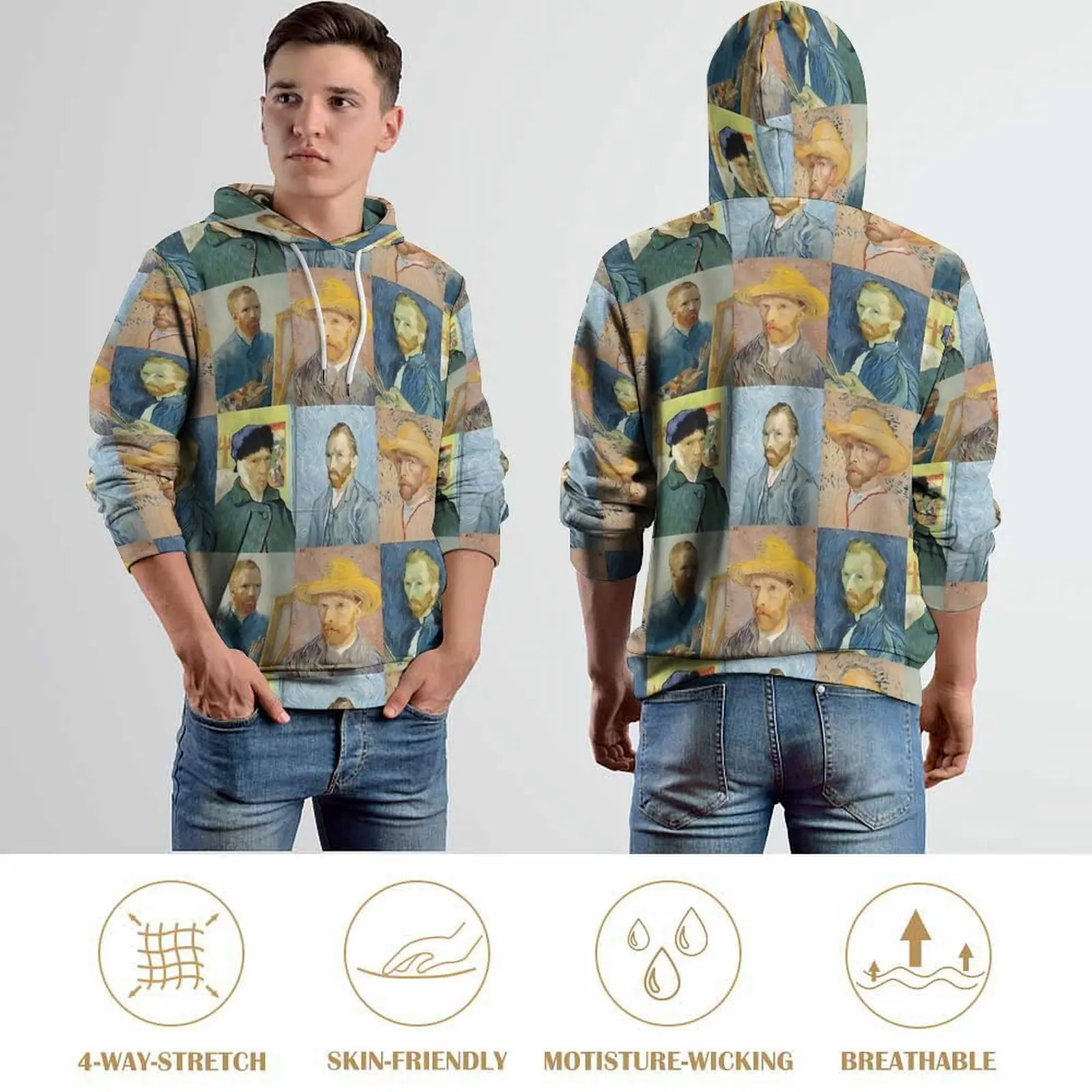 Vincent Van Gogh Hoodies Long Sleeve  Aesthetic Casual Hoodie Autumn Harajuku Oversized Pattern Loose Hooded Sweatshirts image 6