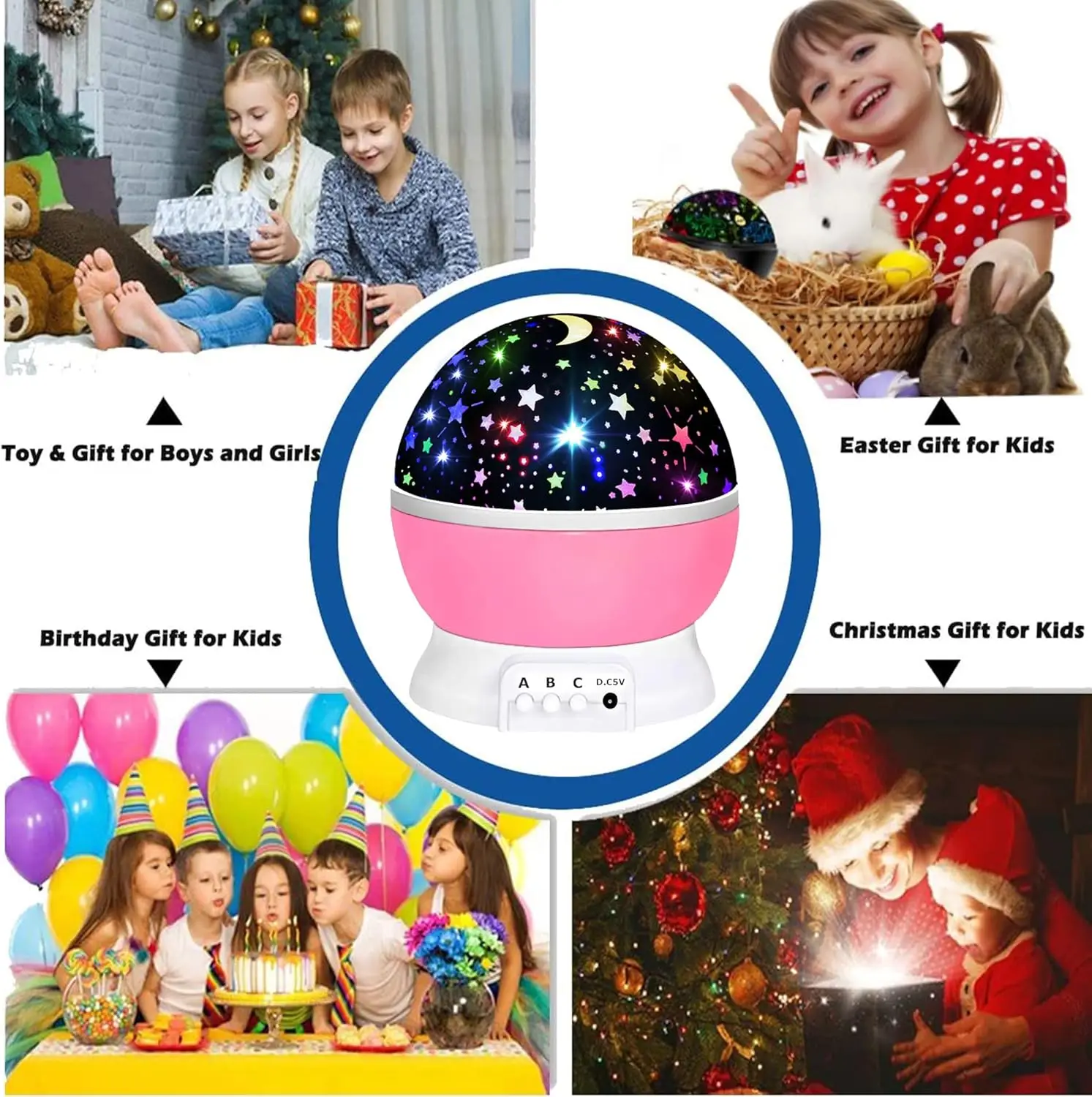 Brinquedos de projetor estrela para meninas, brinquedo sensorial infantil, alimentado por USB 360 °   Lâmpada giratória, presente de aniversário de Natal perfeito para adolescentes