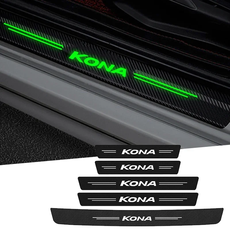 Luminous Car Door Threshold Decals Tape Trunk Sill Protective Film for Hyundai Kona Logo Accent Tucson Elantra Sonata Azera