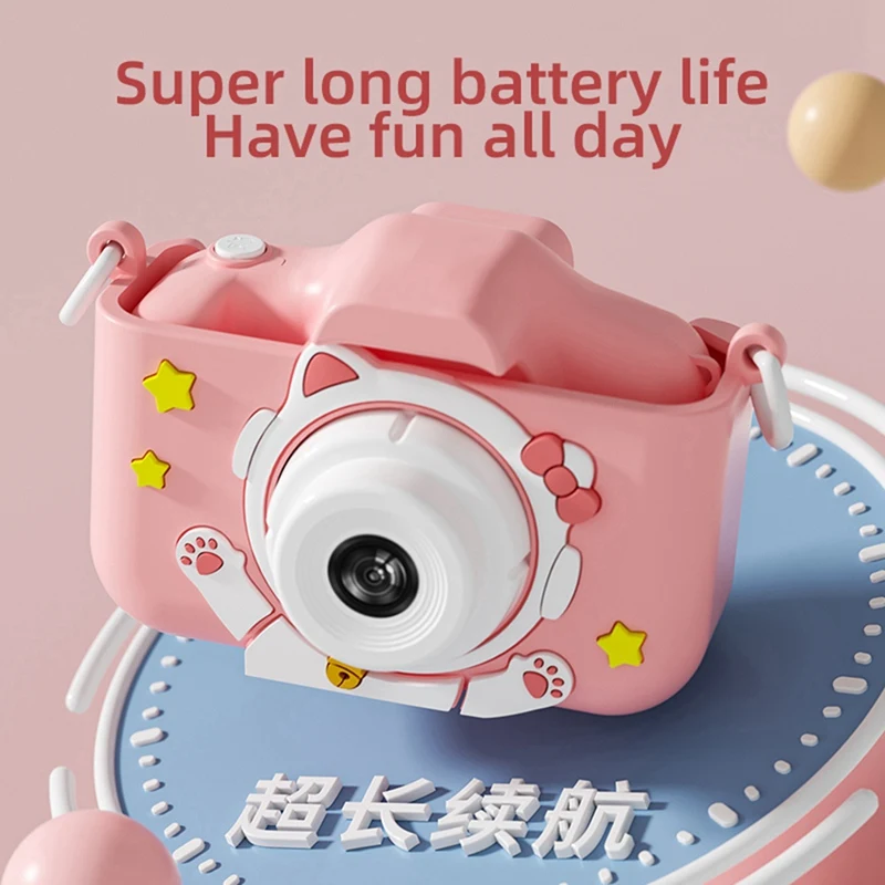 كاميرا رقمية ELEC-HD 1080P 96MPT كاميرات قابلة لإعادة الشحن مع تكبير 8X كاميرا كرتونية مدمجة للأطفال على شكل قطة فضائية