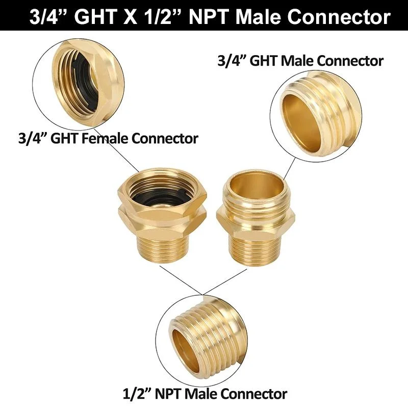 4Pcs Brass Garden Hose Fittings 3/4\