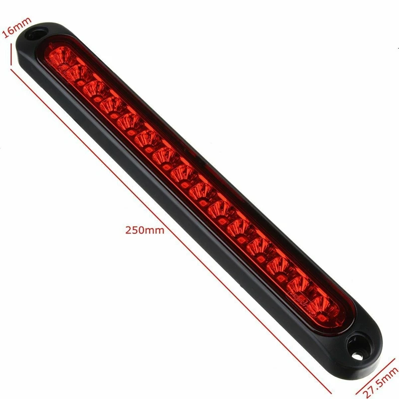 4Pcs 10 Inch 15 LED Trailer Truck RV Stop Tail Rear Brake Turn Light Bar Stop Rear Side Marker Lights Waterproof (Red)