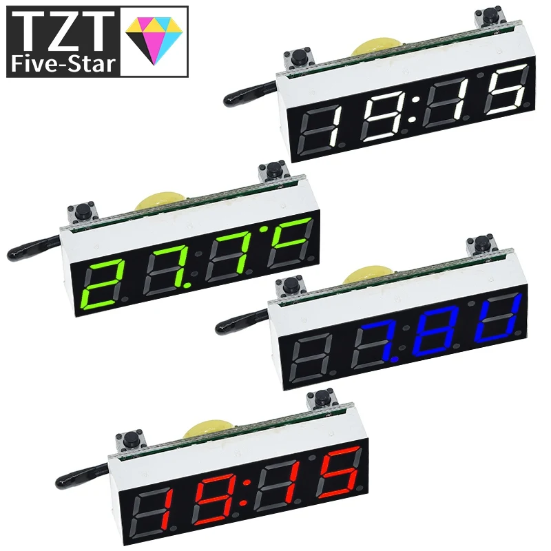 TZT 3 In 1 LED RX8025T Digital Clock Temperature Voltage Module DIY Time/Thermometer/Voltmeter DC 5-30V For Arduino