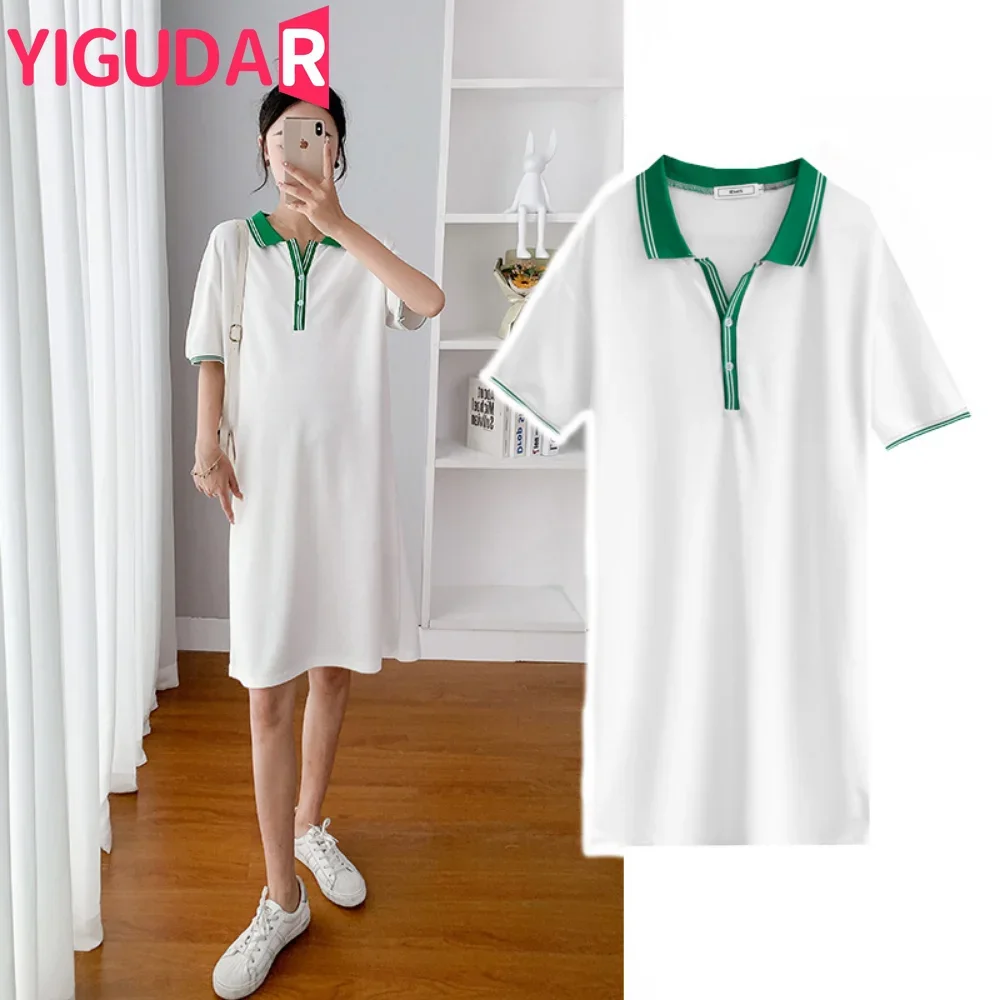 

2025 Pregnant Women Long-Sleeved Hoodies With Smile Pockets Long Loose Back Single-Breasted Maternity Cotton T-Shirt