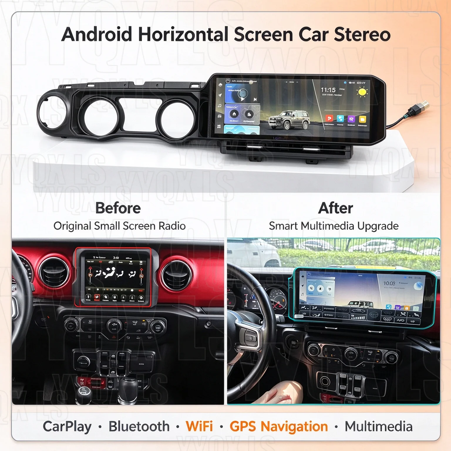 15 Inch Android Car Radio For Jeep Wrangler JL 2018-2022 Stereo Multimedia Player GPS Navigation CarPlay 4G smart car systems