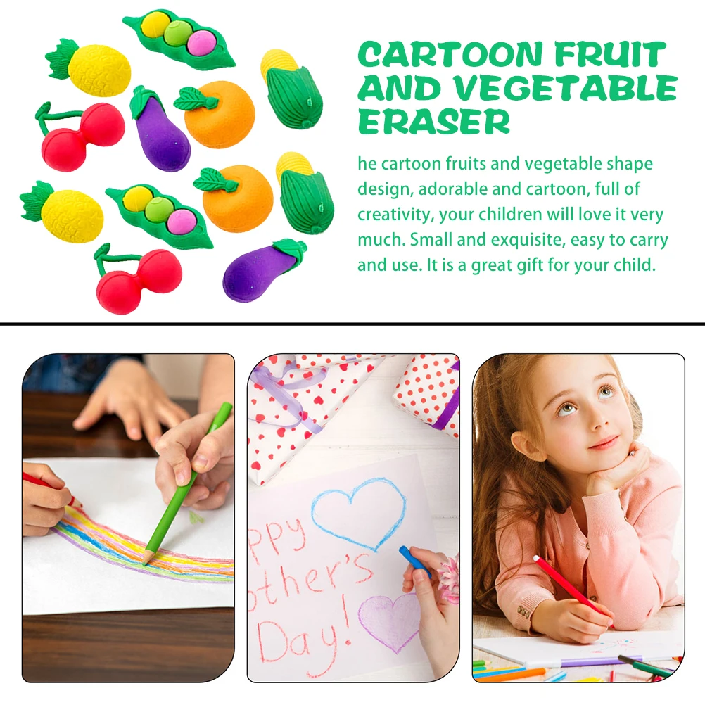 

4 Sets Portable Mini Tpr Fruits Vegetable Design Stationery School Gifts Cartoon Erasers For Students