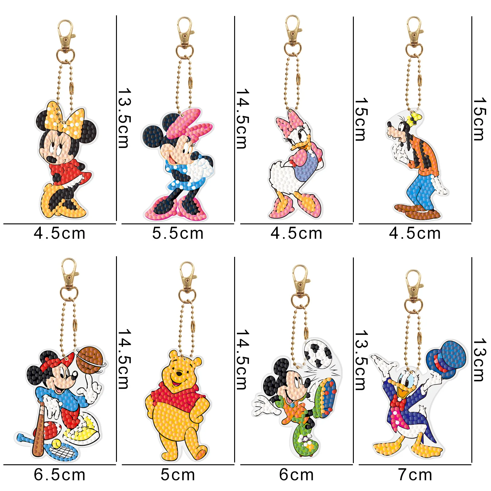 Kit de Llavero de Diamantes 5D de Mickey y Minnie de Dibujos Animados, Colgante de Diamantes de Imitación Redondos Completos, Adorno DIY Hecho a Mano, Mosaico Colgante