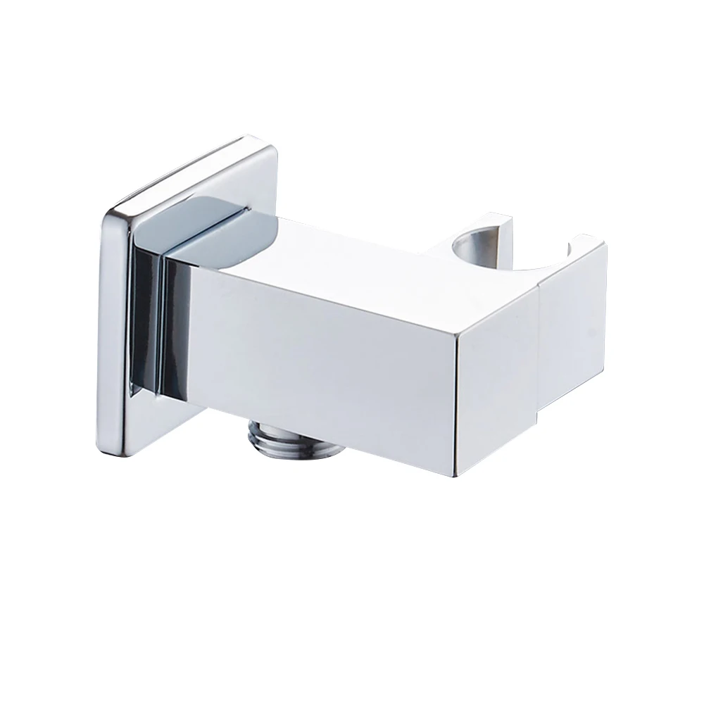 Solid Brass Chrome Shower Holder Wall Mounted Hand Held Shower Bracket & Hose Connector Spout Water Inlet Angle ValveG1/2