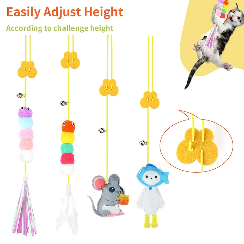 Cat Toys Swing Sticky Disc Elastic Hanging Door Teasing Cat Rope Long Rope Teasing Cat Toy Cats Accessories Pet Kitten Toys