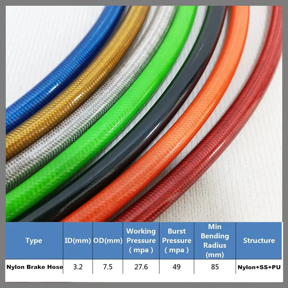 AN3 Steel Wire Weaving Motorcycle Brake Hose Explosion-proof High Temperature Resistant Reinforced Clutch Oil Pipe Universal 3.2