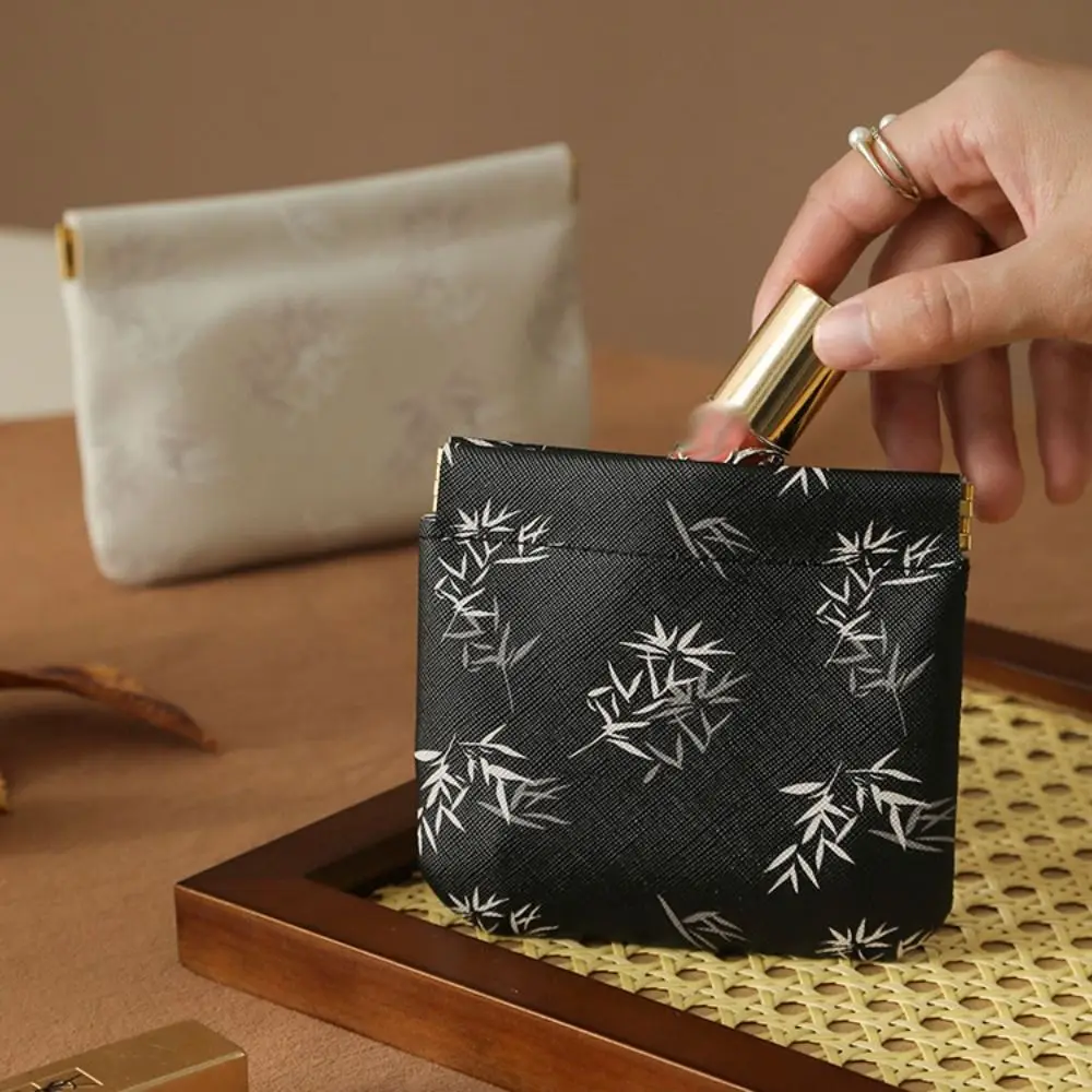 

Pu Leather New Chinese Style Leaf Spring Bag Cosmetic Bag Jewelry Storage Bag Self-closing Coin Purse Coin Bags Earphone Bag