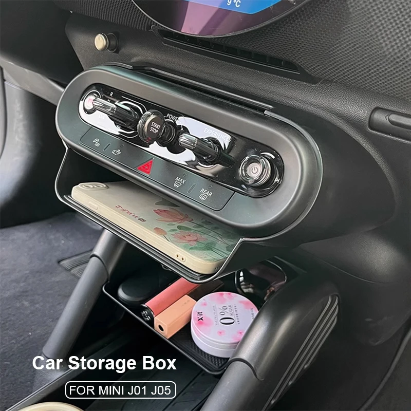 For MINI Cooper E SE J01 EV J05 Aceman 2024 2025 Car Storage Box Hidden Storage Organizer Case Tray Under The Central Control