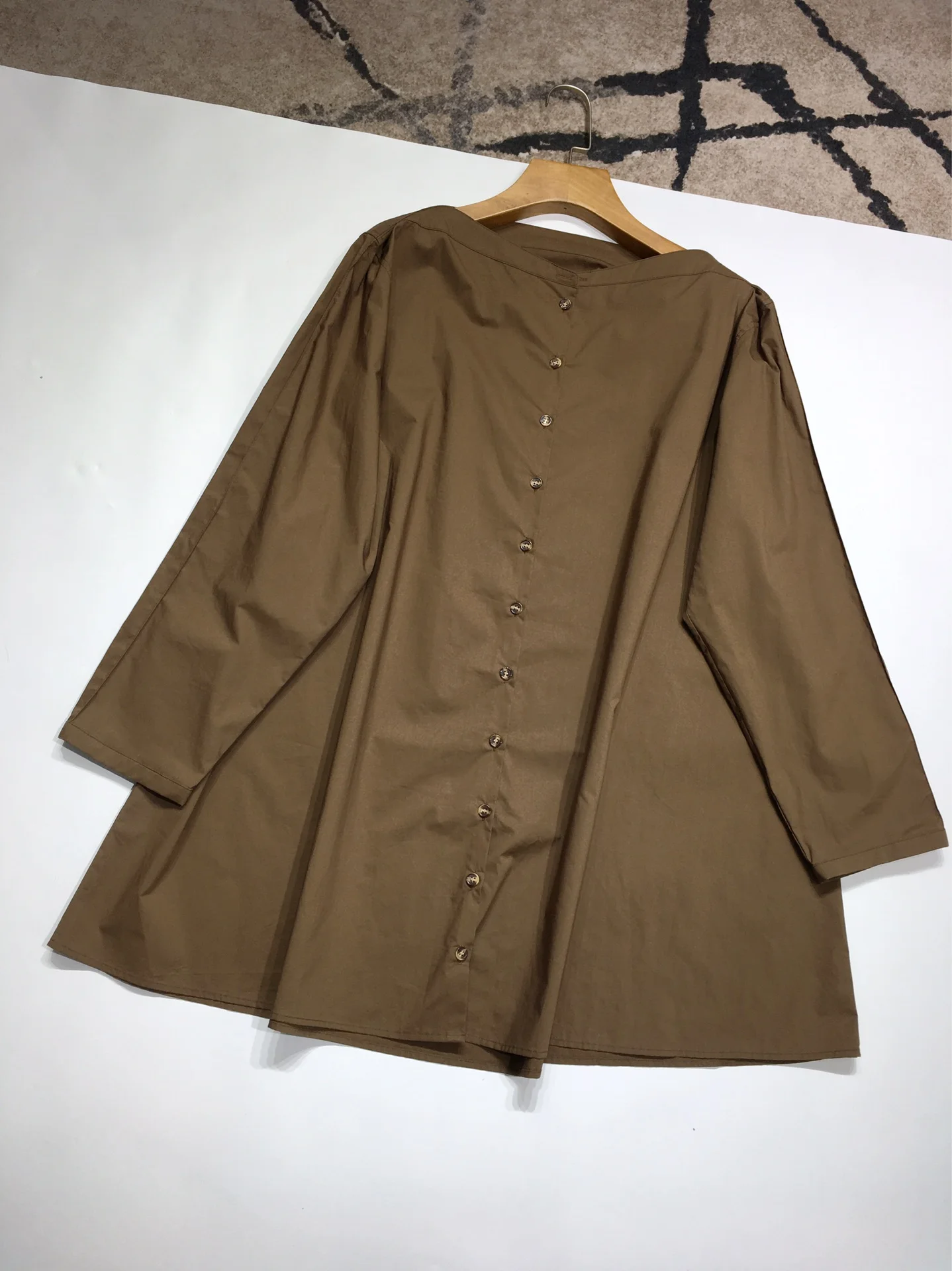 

shirt One word collar dress single breasted s loose loose version casual fashion