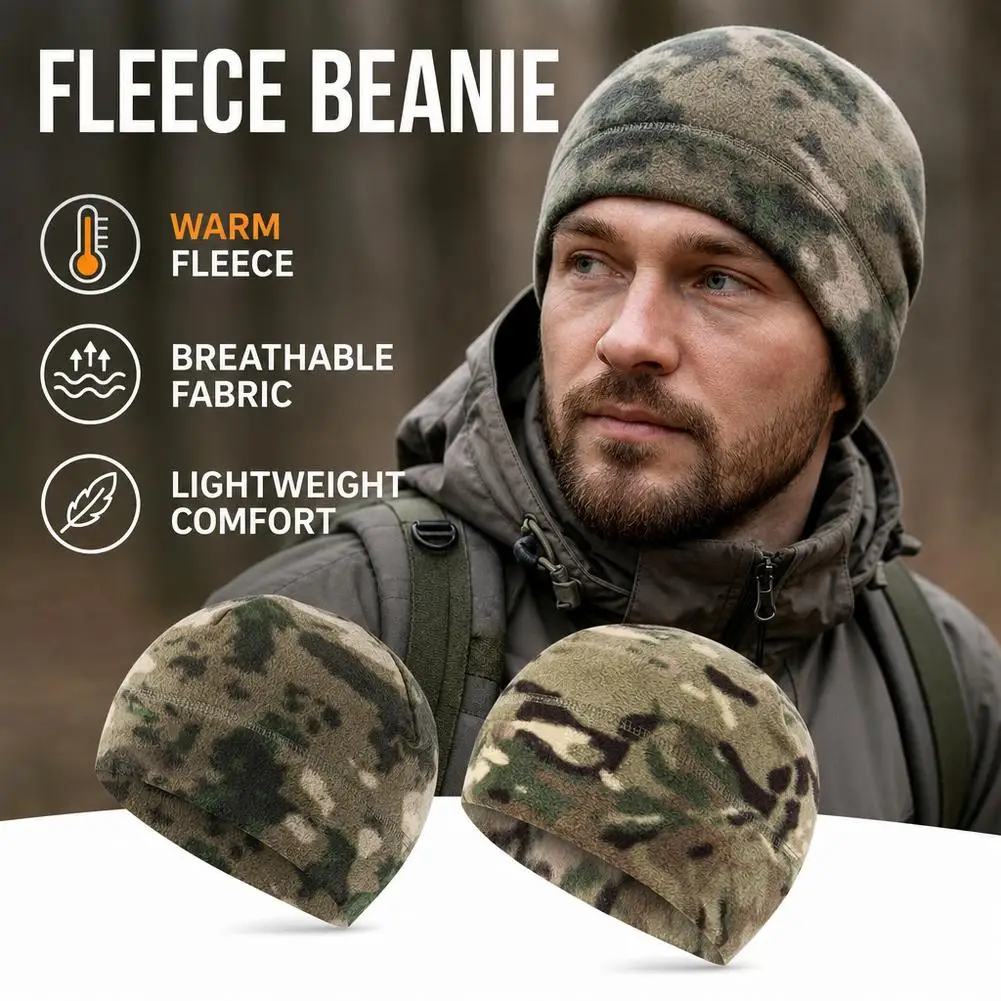 Winter Fleece Beanie Cycling Men Women Elastic Hiking Soft Thermal Commuting Ski Helmet Liner Hat Windproof Camping Cap Outdoor