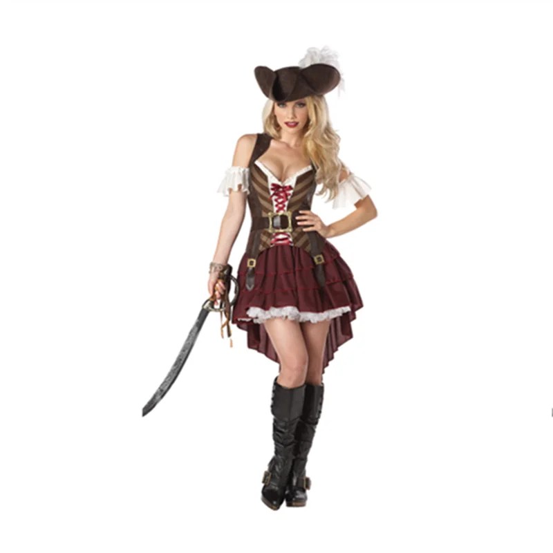 Halloween Witch Costume Women's Pirate  Club Sexy Uniform Party Performance Outfit Polyester Fiber Stage Costume