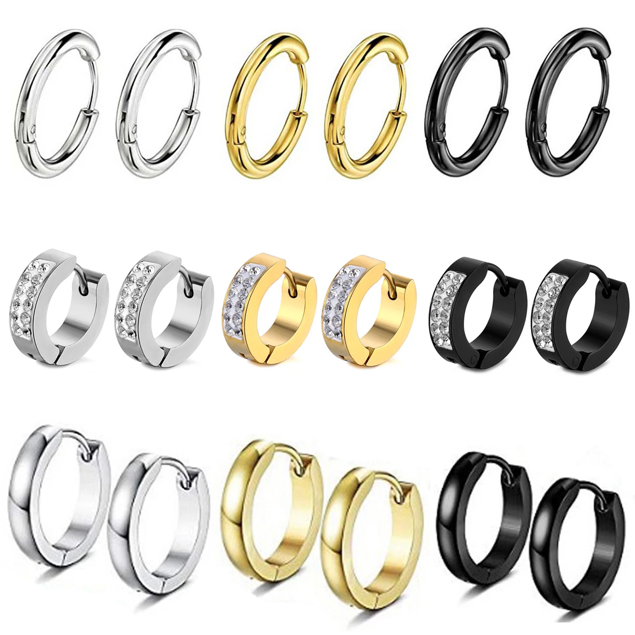 1 Pairs/3 Pairs 14K Gold Plated Surgical Steel Small Hinged Hoop Earring for Men Huggie Earring Safe for Sensitive Ears Pack