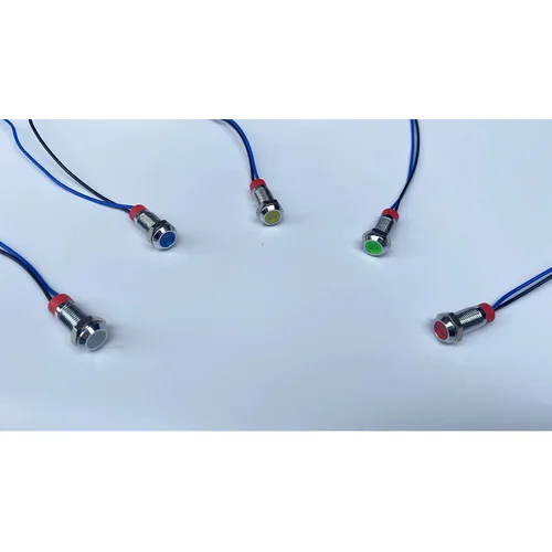 Imagen 2 del producto 6mm 8mm 10mm 12mm 16mm luz indicadora de advertencia LED de Metal impermeable IP67 lámpara de señal interruptor de cables piloto 3V 5V 12V 220V rojo azul