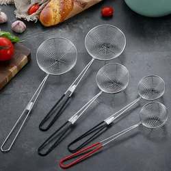 Stainless Steel Wire Drain Scoop Multifunction Mesh Oil Strainer Flour Sifter Sieve Colander Hot Pot Drain Scoop For Kitchen