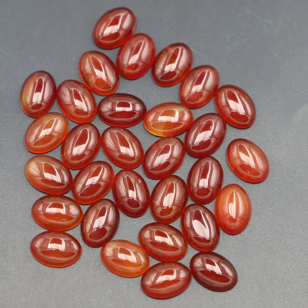 

10x14mm Natural Stone Oval Shape Cabochon Beads Red Agate Onyx for Jewelry Making Material &Clothes Accessories Wholesale 50pcs