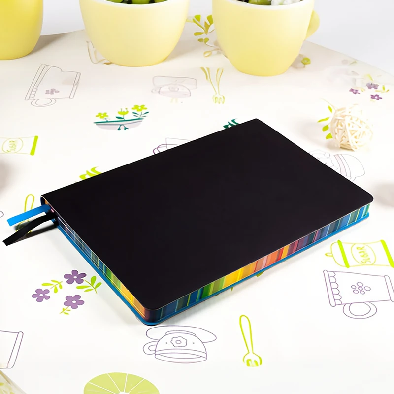 Cuaderno de tapa blanda con borde de Color arcoíris, diario punteado, A5