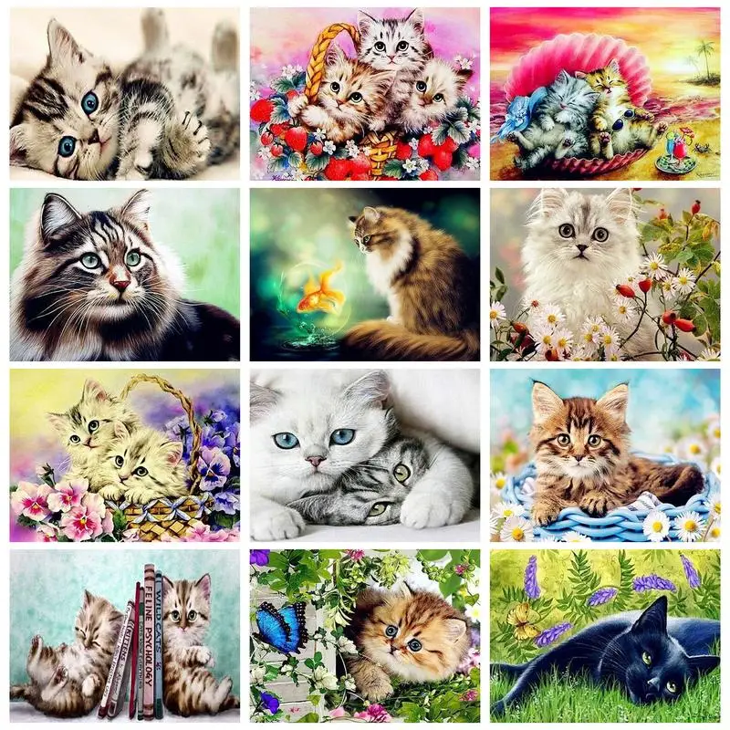 

PhotoCustom Paint By Numbers Diy Cat Animal With Frame Coloring By Numbers On Canvas For Adults Home Decor