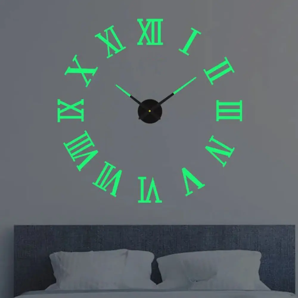 Luxury 3D DIY Wall Clock Roman Numerals Silent Acrylic Mirror Sticker Minimalist Decorative Art For Living Room Home Interior