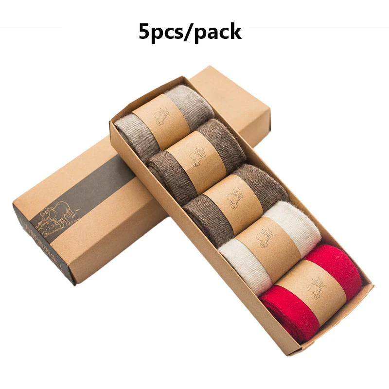Men's/Women's Middle Tube Wool Socks 2025 Fall Winter Warm Breathable and Soft Cashmere Unisex Socks 5pcs/pack