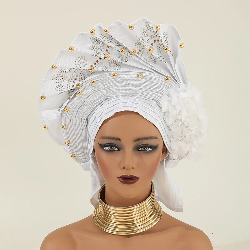 

African Cap Auto Gele Headtie Turban Dashiki Woman Hat Already Made Aso Oke Wedding Bonnet Headwear Wrap Hijab Headband Nigeria