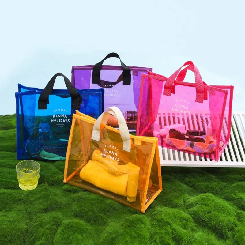 Bolsa de PVC de gran capacidad para natación, bolso de playa portátil para exteriores, almacenamiento de ropa, zapatos, bolsa de cosméticos, bolso transparente de moda