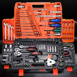 Pro 24/72 Teeth Ratchet Wrench Set with Sockets Screwdriver Bits Hand Tools Set Extension Rod Suitable for Car Repair Household