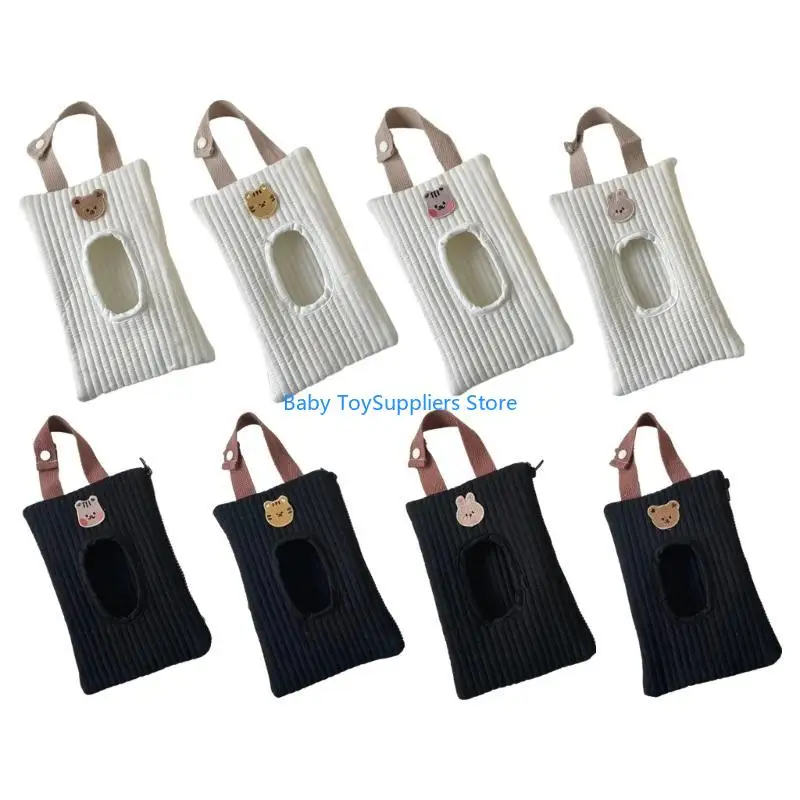 

R1WF Cartoon Baby Stroller Paper Storage Bag TissueS Case Box Wipes Cover