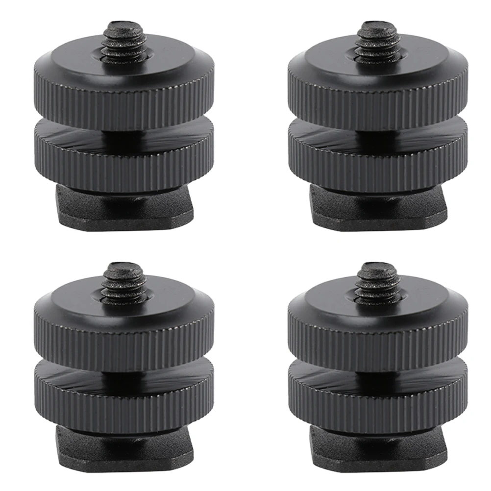

4pcs Hot Mount Adapter Aluminum Alloy Flash Shoe Mount For Camera Tripod Screw, Cold Shoe Adapter Dual 1/4 Inch