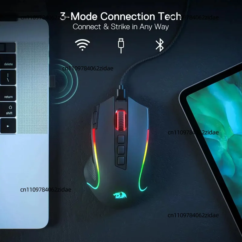 For Redragon M612 PRO BT & 2.4RGB Gaming Mouse, 8000 DPI Wired/W