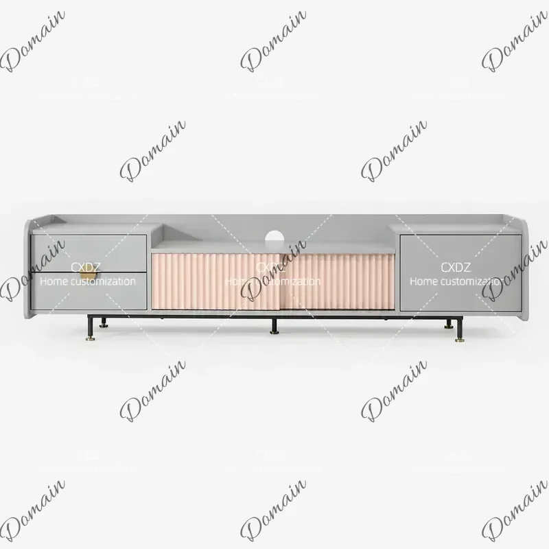 RPS Nordic Light Luxury TV Cabinet Piano Finish Living Room Audio Visual Cabinet Modern Simple Floor Storage Unit Customizable H