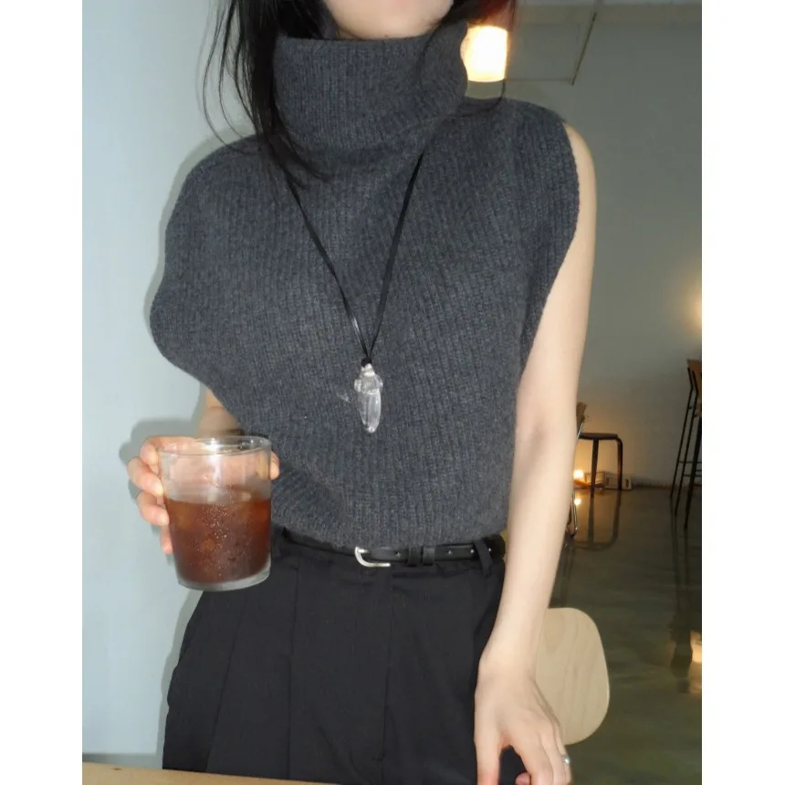 

Шикарный вязаный свитер с высоким воротником, женский модный осенне-зимний дизайн, маленькая майка Cro Ele с v-образным вырезом