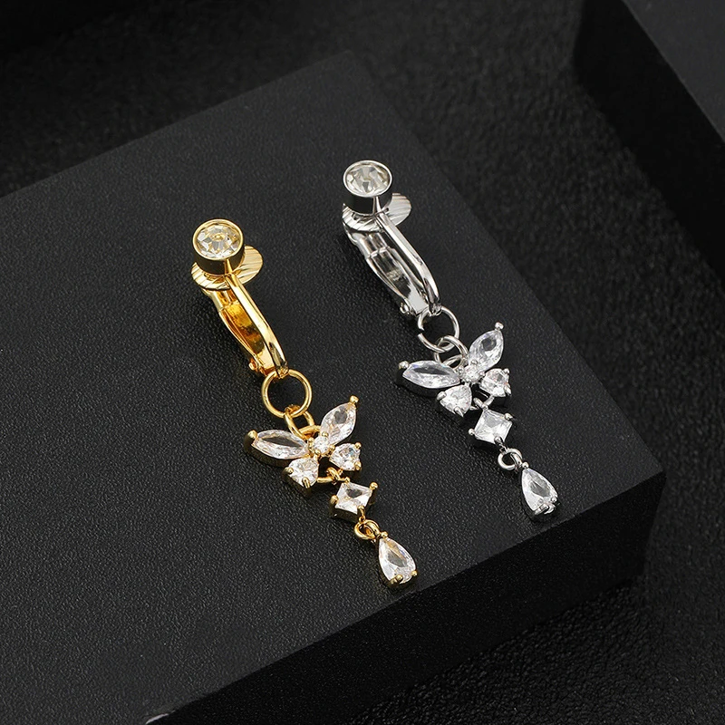 Faux Fake Belly Butterfly Fake Belly Piercing Clip On Umbilical Navel Fake Pircing Cartilage Earring Clip Body Piercing Ornament