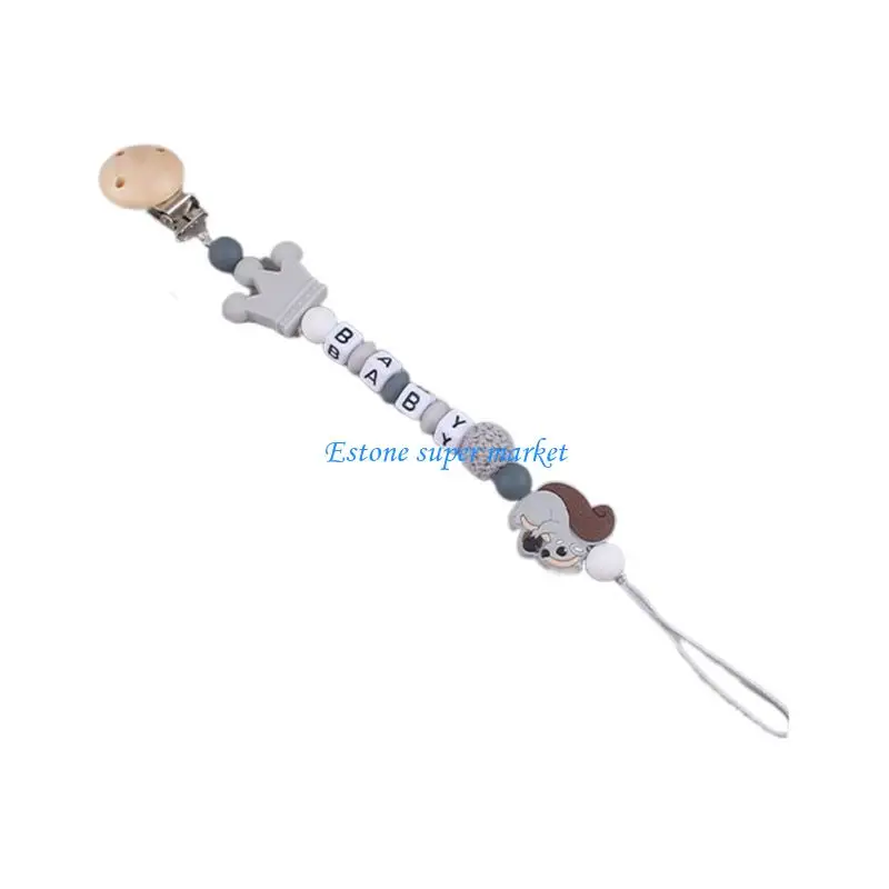 

090B Pacifier Chain Holders Dummy Chain Squirrel Teething Clips Toddlers Teether Toy