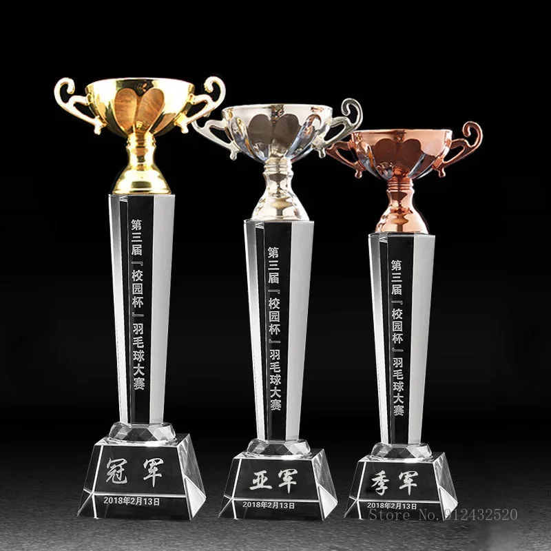 

Customized Crystal Trophy, Excellent Employee Team Souvenir Award, Creative Gold, Silver, Copper Cup, Pentagram, Home Decor, 1Pc
