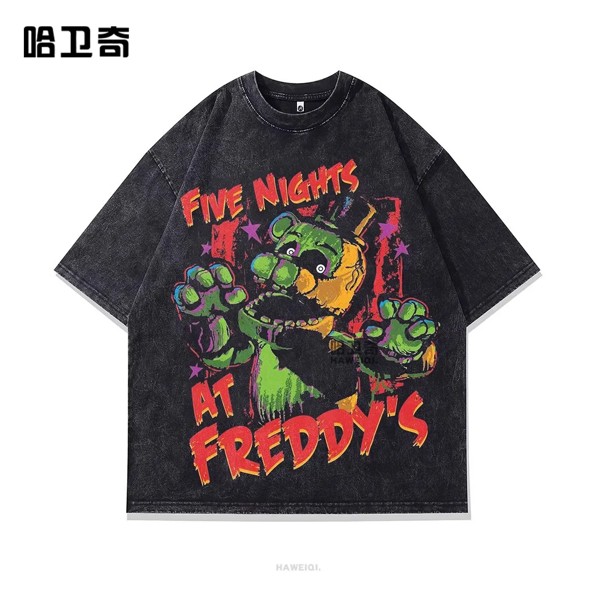 

Винтажная футболка в американском уличном стиле с эффектом потертости, свободного кроя оверсайз, для мужчин и женщин, ретро, повседневная уличная одежда