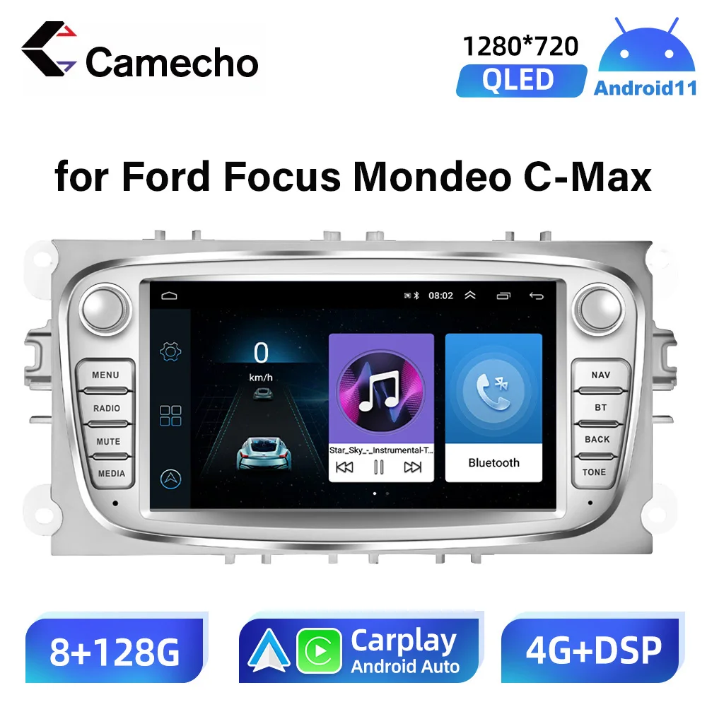 Camecho 7'' Radio GPS Navigation carplay For Ford Focus 2 S Max Galaxy C-Max 2G RAM DVR 2din Android Car Multimedia Player Autor